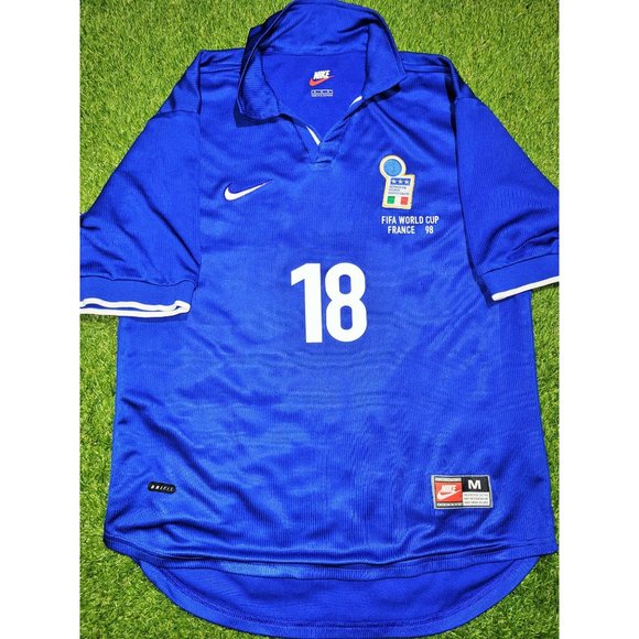 Baggio Italy Nike 1998 WORLD CUP Home Soccer Jersey Shirt M